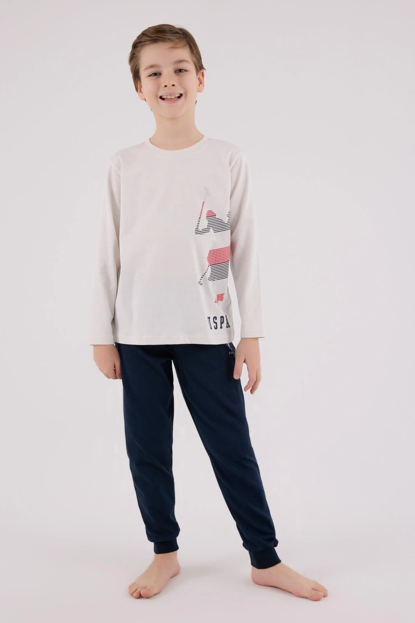 U.s. Polo Assn. Erkek Çocuk Uzun Kol Pijama Takım Taş-1801 Taş