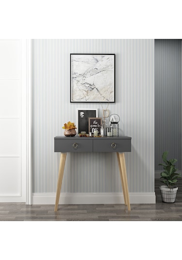 Dekorosso Arden Ahşap Ayaklı Modern Dekoratif Dresuar Antrasit 72 Antrasit