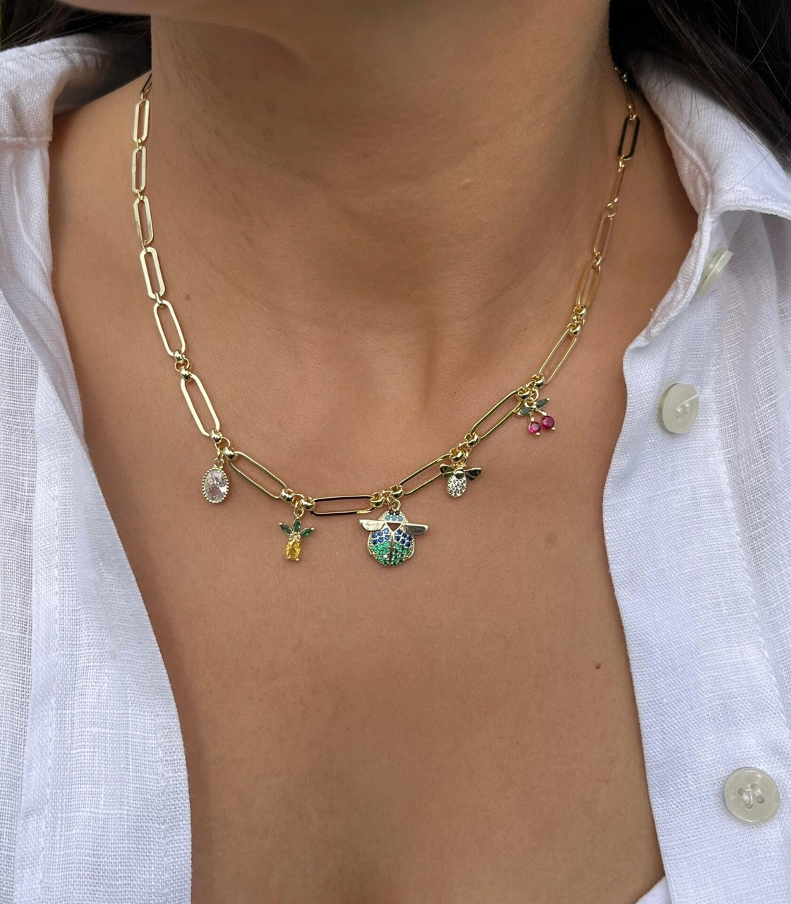 Renkli Ve Desenli Charm Kolye Çok Renkli