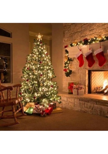 8 Fonksiyonlu 100 Ledli 10 Metre Fişli Led Dekor Lambası Günışığı Sarı Renk Yılbaşı Ağacı Işığı Gün Işığı