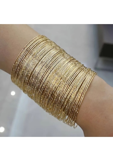 Lisa 3 Adet 14k Altın Kaplama Kadın Bilezik Gül Altın Renk Kadın Ajda Bilezik Çok Renkli