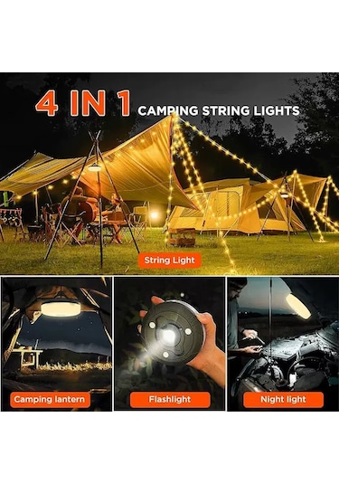 4'ü 1 Arada Kamp Lambası Led Işık, Fener, Gece Lambası Ve Işık Sarı