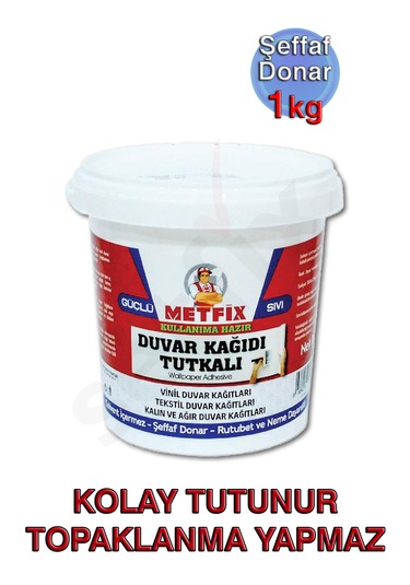 Metfix Ovalit Hazır Duvar Kağıdı Tutkalı 1kg, Şeffaf Donar