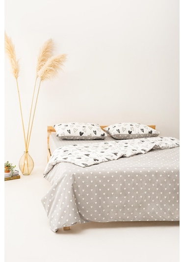 Soley Mix & Match Lover %100 Pamuk Çift Kişilik Nevresim Seti Beyaz