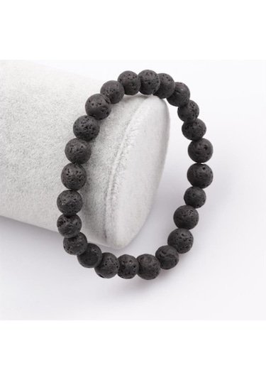 Tesbih Sakarya Lav Taşı Doğaltaş Unisex Bileklik Siyah