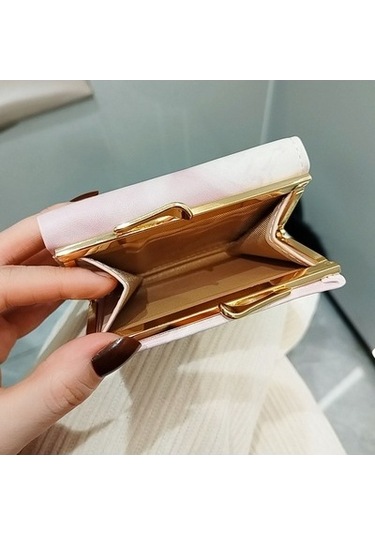 Linjinxu Mürekkep Boyama Elemanları Üç Katlı Cüzdan Mini Taşınabilir Cüzdan Siyah Siyah