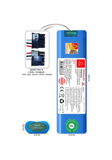 Viomi V3 2600mah Uyumlu Robot Süpürge Pili B2611bs-vio-008