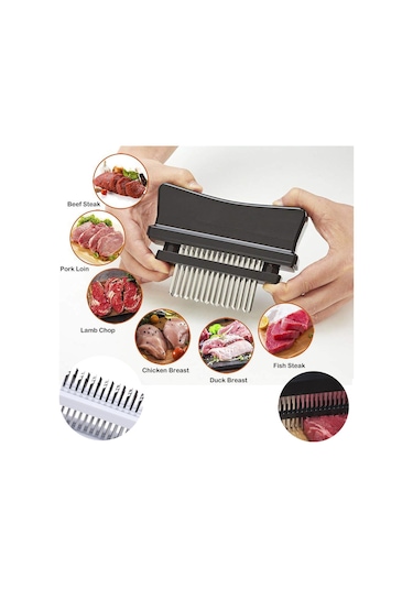 48 Paslanmaz Çelik İğne Bıçaklı Et Yumuşatıcı Et Yumuşatma Siyah Siyah