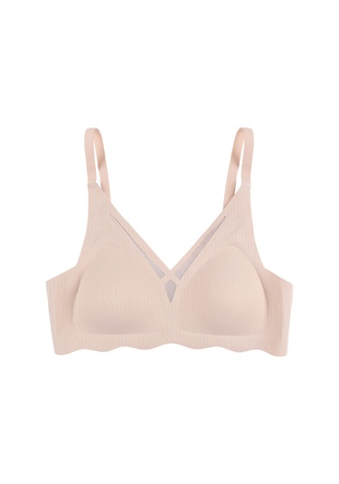 Balensiz Lazer Dikişsiz Dilim Detaylı Dekolteli Sütyen Ten