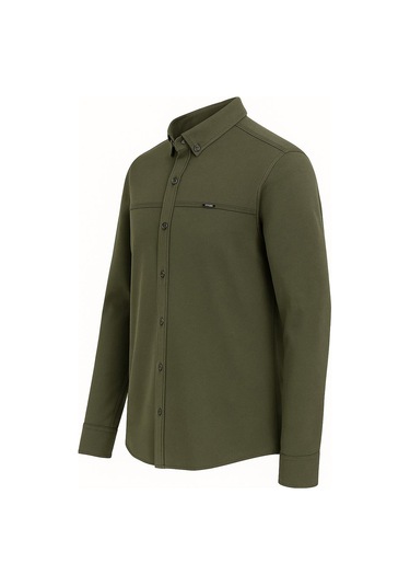 Yxc Uzun Kol Slim Fit Erkek Örme Gömlek - 7437 Haki