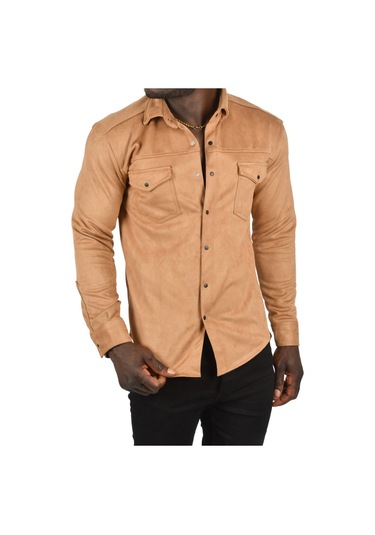Deepsea Erkek Camel Çift Cep Süet Gömlek 2302329 Camel