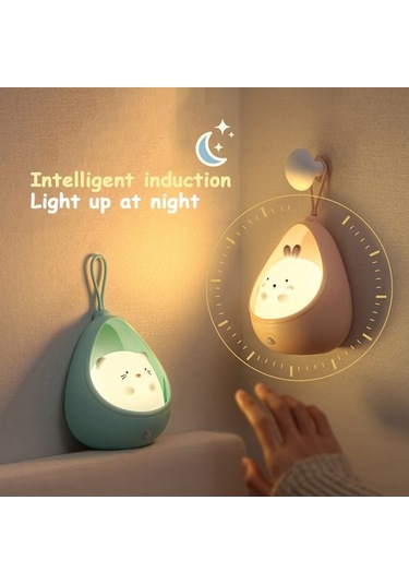 Metabagua De Beers Sensör Kontrollü Gece Lambası Sevimli Hayvan Insan Indüksiyon Lambası Çocuklar Için Yatak Odası Usb Silikon Led Duvar Lambaları W11bx7 Bej