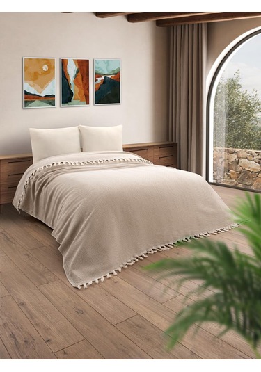 Battaniye Pamuk Miren 180x200 Cm Bej