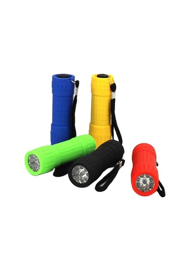 Valkyrie 5 Adet 9 Ledli El Feneri Seti - 5 Farklı Renk - 9 Led Güçlü Işık - Taşıması Kolay Cep Feneri Çok Renkli