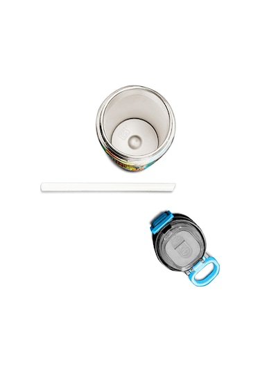 Coral High Kids Siyah Karikatür Çizgili Desenli Pipetli Ve Direkt İçim Çelik Termos 500 Ml 31990 Siyah - Kırmızı