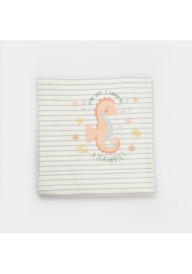 Biorganic Save The Seahorse Bebek Battaniyesi 85x90 64692 Bej - Mint Yeşili