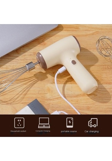 Fastbuy Kablosuz Mini El Çırpıcı - Mutfak Yoğurma Makinesi - Kahverengi Kahverengi