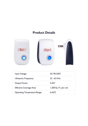 Youmex Ev Odaları İçin Sessiz Ultrasonik Fare, Hamam Böceği Ve Haşere Kovucu Cihazı - Beyaz, Amerikan Standardı, 1 Adet