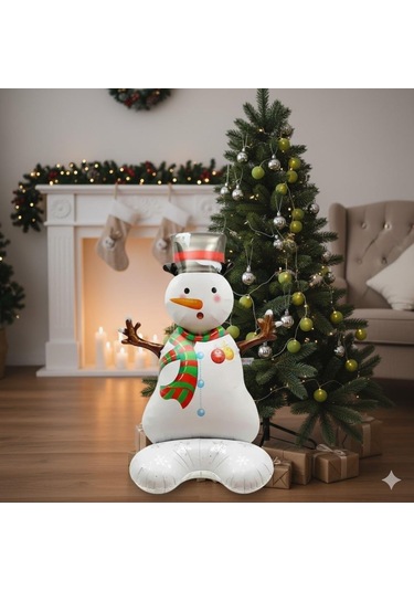 Yılbaşı Folyo Balon Kardan Adam 120-75cm Ayaklı