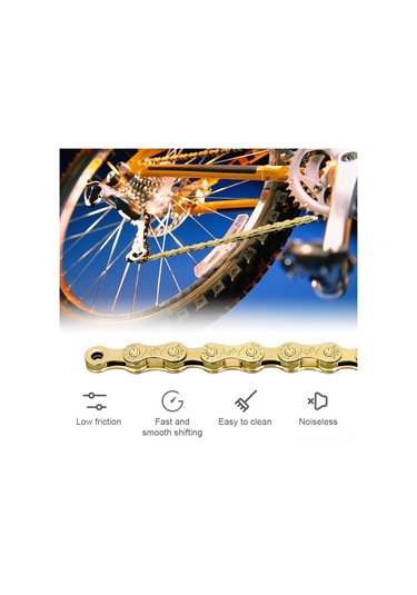 Folinda Toopre 6-7-8 Vites Bisiklet Zinciri, Tam Elektroplated Pas Koruma, Dağ Yolu Bisikleti İçin Altın Rengi Çok Renkli