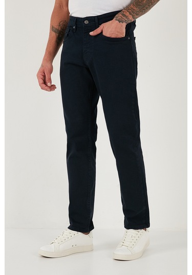 Buratti Pamuklu Comfort Fit Normal Bel Boru Paça Jeans Erkek Kot Pantolon 4412C19Texas Lacivert