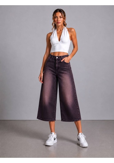 St.poll Unisex Baggy Şortolon Mürdüm
