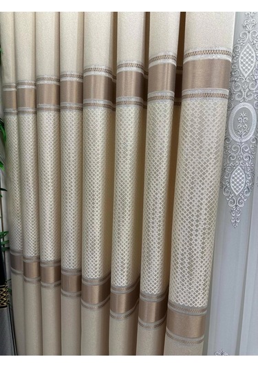 Nivemeshome Mozaik Ft614163 V-101 Krem 1/3 Sık Pileli Fon Perde Apm Krem