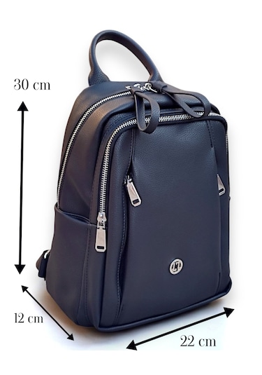 Çantachım Kadın Deri Sırt Çantası Çok Gözlü Siyah