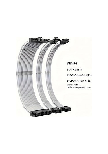 Xuweiwei Psu Uzatma Kablosu Kiti Siyah Atx 24pin Pcıe 8pin Eps Cpu 8pin Mod Kollu Güç Kaynağı Kablosu