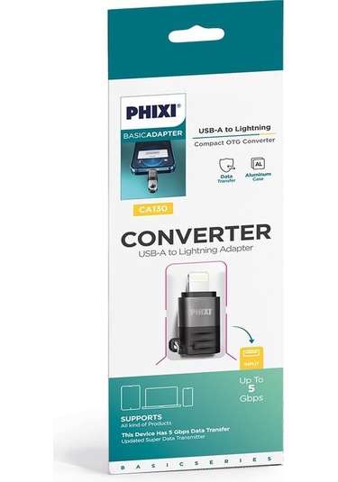 Phixi Basic CA130 USB-A To Lightning Usb Destekli Çevirici-174