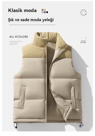 Erkekler İçin Kalınlaştırılmış Bol Yelek Siyah