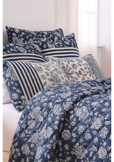 Cayprus Çift Kişilik Kapitone Dolgulu Pike 4 Mevsim Baklava Dsn Yastık Kılıfı Dahil 200x230cm Lacivert