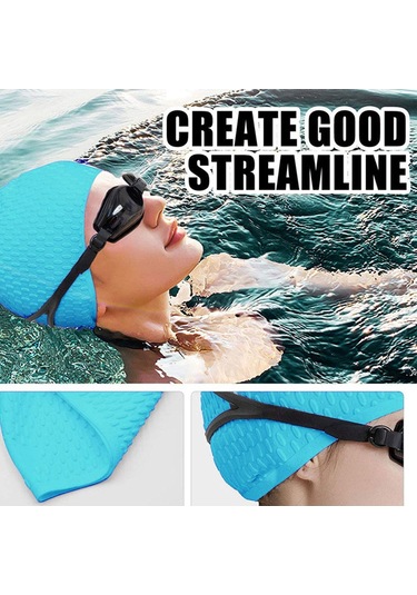 Suntek Silikon Yüzme Bonesi Saf Renk Kadın Erkek Kız Uzun Mavi