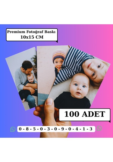 Kişiye Özel Premium Fotoğraf Baskısı 100 Adet 10x15 Cm