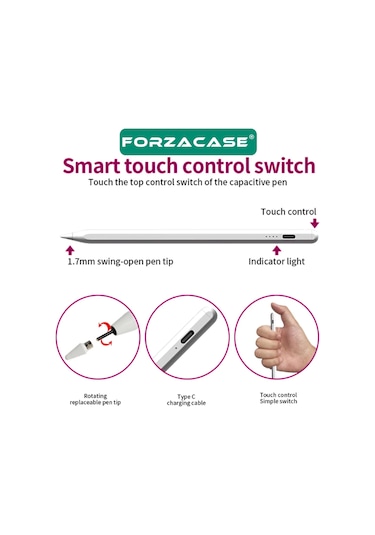 Forzacase İpad Air 13 2025 M3 13 İnç İle Uyumlu Stylus Yazı Çizim Kalemi - Fc1140