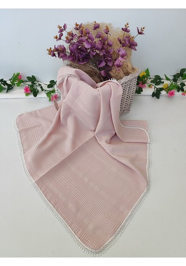 Bebek Battaniyesi Bebek Örtüsü Puset Örtüsü Çok Amaçlı Bebek Pikesi Mevsimlik Hediyelik 80x90 Cm Pudra