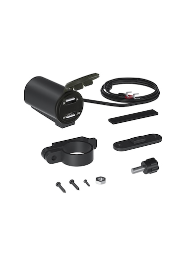 Springsun Siyah Ip65 Su Geçirmez 3.1a Çift Usb Şarj Cihazı, Voltmetre Ve M1 Anahtar Tutucu, 12v Dc Giriş, Kırmızı Işık, Abs Malzeme