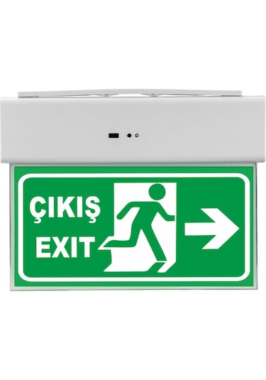 Sağ Yön Exit +çıkış Yazılı Şarjlı + Elektrikli Acil Çıkış Yön Armatürü Levhası