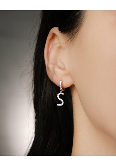 Lekka Design Kadın Kararmaz Çelik Lüks Küçük S Harf Küpe Altın