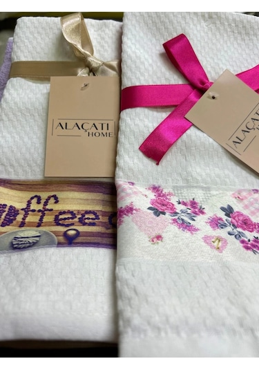 Nivemeshome 2 Li Fuşya-beyaz Asorti Model Mutfak Havlusu