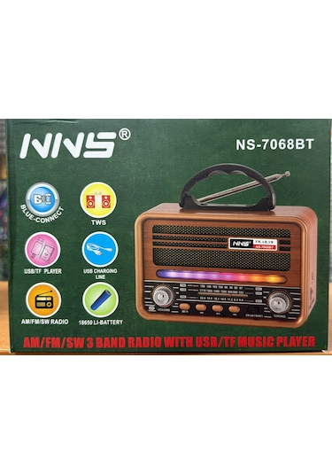 Nns Ns-7068bt Bluetooth Usb Nostaljik Şarjlı Radyo