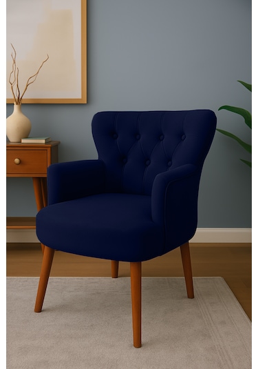 Roma Berjer - Modern Tekli Koltuk - Babyface Kumaş - Lacivert
