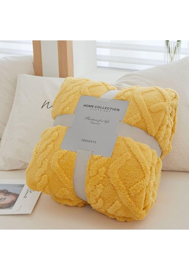 Sarı Mercan Polar Basit Battaniye İskandinav Tarzı Çiçek Gazlı Bez Klima Yorgan Yumuşak Nefes Wrap Battaniye Yatak Örtüsü Ekose 100 150cm