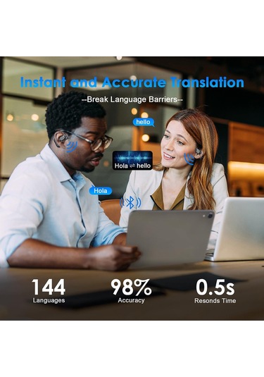 Hombey M62 Açık Kulaklı Ows Bluetooth Kulaklık - 144 Dil Gerçek Zamanlı Çeviri, Aı Teknolojisi, Siyah