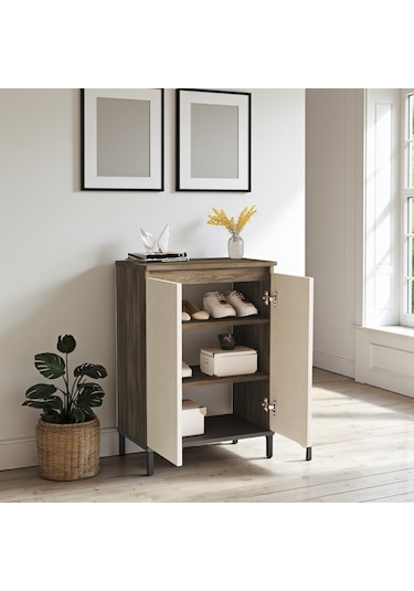 Robin Home Çok Amaçlı Dolap Ayakkabılık Metal Ayaklı Kahverengi