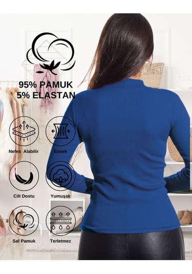 Kaşkorse Yarım Boğaz Body Sweatshirt, Fitilli Kumaş, Likralı, Bordo İndigo