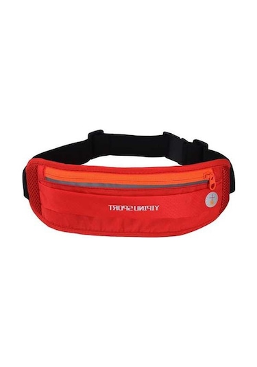 Ulzyvf Koşu Kemeri - Su Geçirmez Spor Bel Çantası, Telefon/anahtar/kulaklık, Ayarlanabilir, Reflektif - Kırmızı Kırmızı
