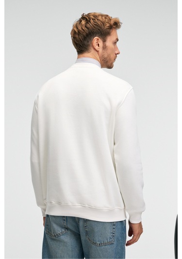 Grimelange IRVING Erkek Yuvarlak Yaka Göğsü Ve Önü Regular Fit Ekru Sweatshirt