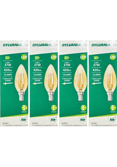 Sylvania 4,5w 37w 2500k Sarı Işık E14 Duylu Eski Tip Görünümlü Led Ampul 4 Adet