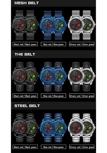 Novahub Sanda 1065 3d Kuvars Saat, Kadran Dönmeyen, Siyah Kırmızı Kemer, Erkekler İçin Örgü Stili Çok Renkli